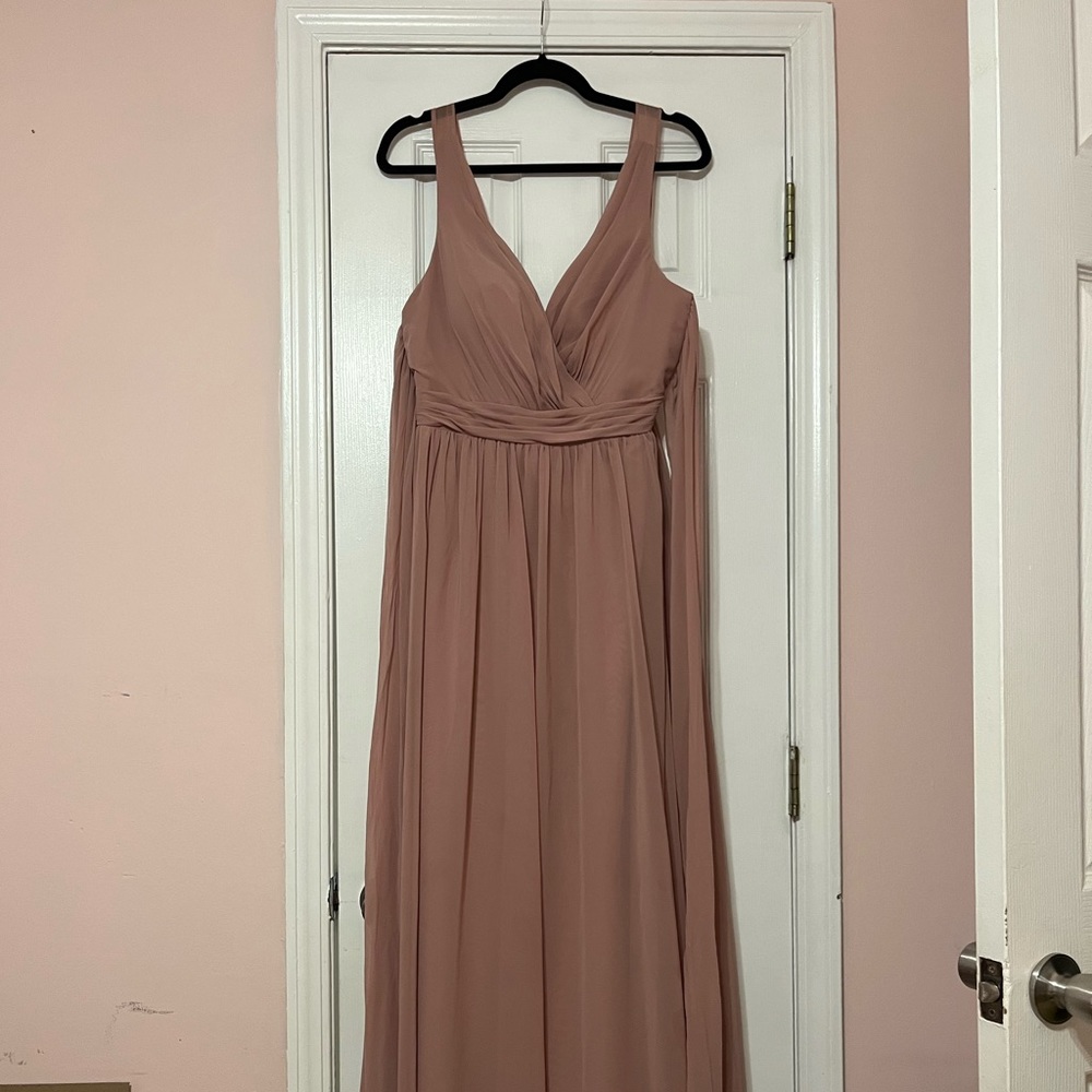 Azazie A-Line Ruched Chiffon Floor-Length Dress in Dusty Rose